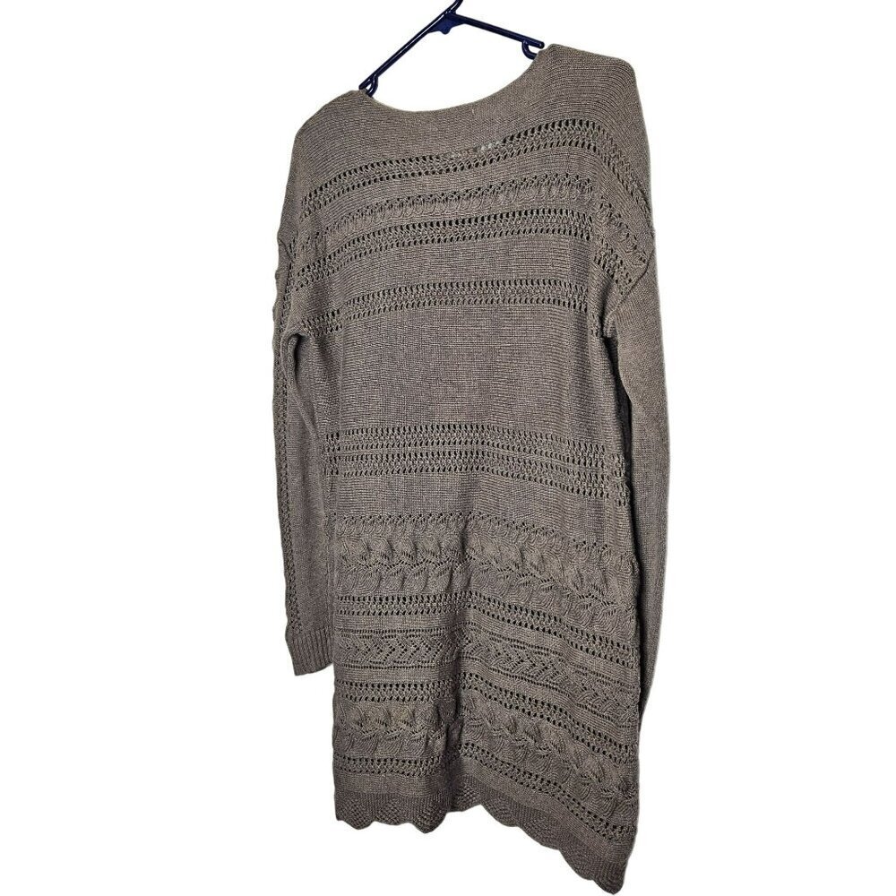 Sundance Womens Cable Open Knit Brown Sweater Dress Silk Blend Unlined M - Picture 7 of 10